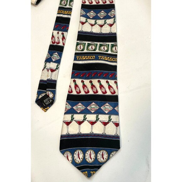 Tabasco Sauce neck tie 57" cocktail drink peppers time made USA silk - Picture 1 of 10
